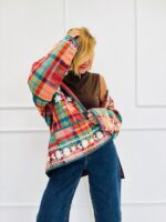 Veste à Carreaux Brodée – Esprit bohème chic