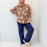 Chemise grande taille imprimé ethnique marron & beige