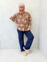 Chemise grande taille imprimé ethnique marron & beige