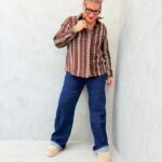 Chemise grande taille à imprimé ethnique marron & beige