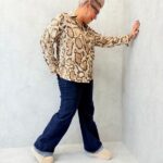 Chemise grande taille imprimé python marron & beige