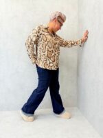 Chemise grande taille imprimé python marron & beige