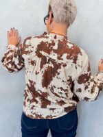 Chemisier grande taille imprimé tacheté marron & beige – Image 3