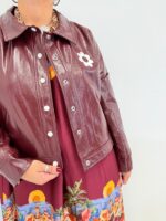 Veste effet vinyle fleur appliquée – Grande Taille – Image 6