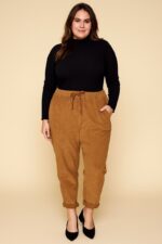 Pantalon en velours côtelé coupe détente avec lien à la taille – Image 2