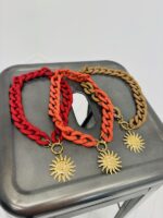 Collier Chaîne épaisse Colorée pendentif soleil doré – Image 2