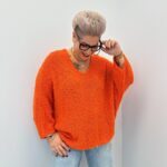 Pull oversize texturé à col V – Maille bouclette douce