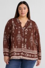 Blouse imprimée bohème grande taille