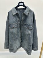 Veste en jean oversize grande taille – Délavage vintage et allure décontractée – Image 2
