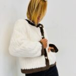 Veste Fausse Fourrure Bicolore avec Poches Contrastées