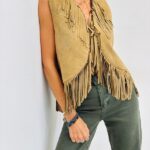 Gilet en Suédine à Franges