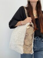 Sac Cabas effet Moumoute et Simili métallisé