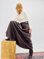 Jupe Longue en Simili cuir avec ceinture – Image 3