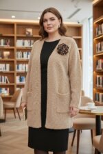 veste long écru en maille bouclette – Élégance douce et confort absolu – Image 3