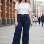 Jean large à revers – Détails mode et coupe flatteuse (grande taille)