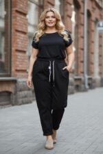 Pantalon coton stretch à taille élastique – Image 3