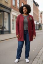 veste long écru en maille bouclette – Élégance douce et confort absolu – Image 4