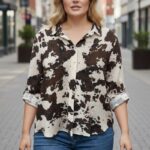 Chemise imprimé tacheté – Élégance audacieuse et coupe fluide (grande taille)