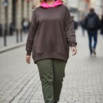 Sweat oversize à capuche matelassée rose fluo – Style urbain chic grande taille