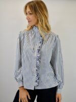 Chemise Rayée à Volants – Élégance Moderne & Détails Couture