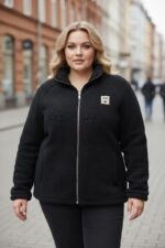Veste polaire zippée + Pantalon jogging kaki – Confort premium & style urbain grande taille – Image 5
