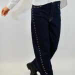 Jean Droit BAGGY à Clous Latéraux – Ligne Moderne & Détail Tendance