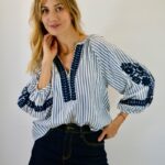 Blouse Rayée Brodée – Élégance Artisanale & Style Bohème Chic