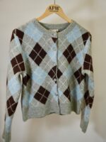 Gilet Argyle Doux & Chic "BURLINGTON" – Harmonie Bleu, Gris & Chocolat – Image 4