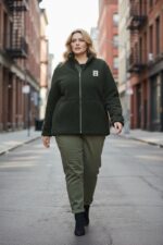 Veste polaire zippée + Pantalon jogging kaki – Confort premium & style urbain grande taille – Image 6