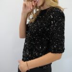 Top Scintillant à Sequins doublé – Élégance festive et allure moderne
