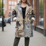 Manteau imprimé fleuri artistique – Grande Taille