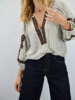 Blouse Rayée Brodée – Élégance Artisanale & Style Bohème Chic – Image 5