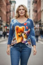Pull imprimé chiens amoureux – Douceur, couleur & esprit romantique