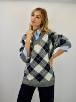 Pull Laine Oversize Argyle "BURLINGTON" – Chaleur, Style & Élégance British