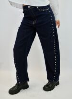 Jean Droit BAGGY à Clous Latéraux – Ligne Moderne & Détail Tendance – Image 2