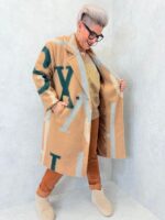 Manteau graphique en laine bouillie grande taille – Image 4