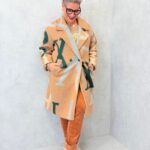 Manteau graphique en laine bouillie grande taille