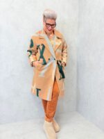 Manteau graphique en laine bouillie grande taille