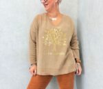 Pull velours imprimé "La vie est belle" grande taille – Image 2