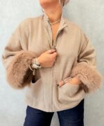 🔸 Veste zippée manches  fourrure  synthétique