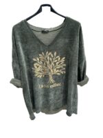 Pull velours imprimé "La vie est belle" grande taille – Image 4