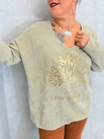 Pull velours imprimé "La vie est belle" grande taille – Image 3