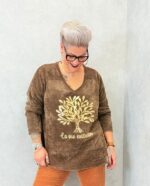 Pull velours imprimé "La vie est belle" grande taille – Image 7