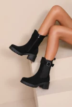 Bottines à talon bloc avec boucle