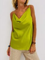 Top satiné col drapé