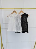 Top Sans Manches effet Crochet ajouré – Image 2