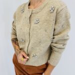 Gilet en Maille avec Perles et Broderies