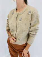 Gilet en Maille avec Perles et Broderies