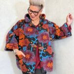 Veste fleurie en laine bouillie – Grande Taille
