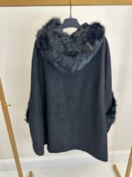 Cape grande taille effet suédine avec fausse fourrure – Image 5
